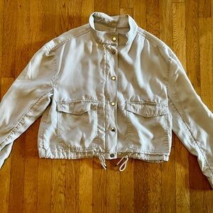 Loft Light Gray Button-Up Jacket small cropped 90s 80s